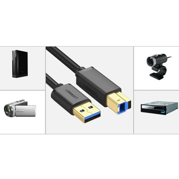Кабель Ugreen для принтера USB-A - USB-B 5Гб/с 2м черный (US210)
