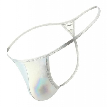 2X Męskie figi stringi Jockstrap Bielizna T Silver 249692