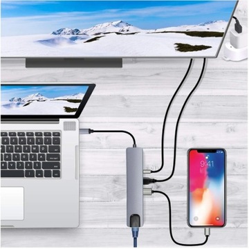 АДАПТЕР-концентратор-разветвитель USB-C TYPE-C НА 4x USB 8в1 ПЕРЕДАЧА