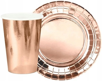 Бумажные тарелки ROSE GOLD металлик розовое золото на свадьбу, день рождения, 6 шт.