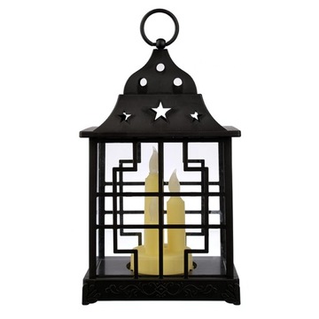 LAMPION DEKORACYJNY LATARNIA LED GWIAZDKI LATARENKA OGRODOWA CZARNA ALTANA