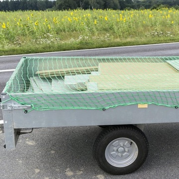 СЕТКА БЕЗОПАСНОСТИ ГРУЗА ДЛЯ ПРИЦЕПА 2X3M ЗЕЛЕНАЯ С ФИКСИРОВАННЫМ ВЕРЕВОМ