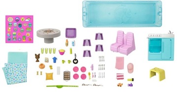 РОЗОВАЯ КАМЕРА BARBIE DREAM ДЛЯ КУКЛ БОЛЬШАЯ АВТОМОБИЛЬНАЯ ГОРКА 60+ ЭЛЕМЕНТОВ