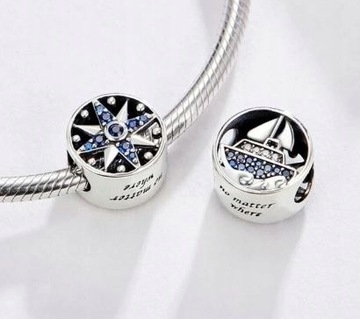 Charms Compass Travel Парусник Корабль Круиз из серебра 925 пробы