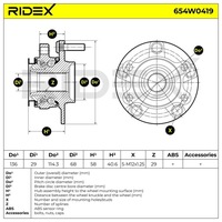 фото thumb №6, Підшипник колеса ridex 654w0419 перед po obydwu сторонах do renault koleos hy
