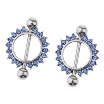 2 szt. Zawieszka na sutki Mamilo Pierścionki Piercing 4 Style Kwiat Niebieski Rhinestone