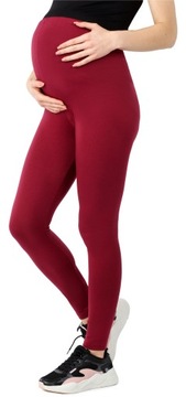 Legginsy ciążowe długie getry damskie BIO-bawełna BE20-283 Bordowy XL