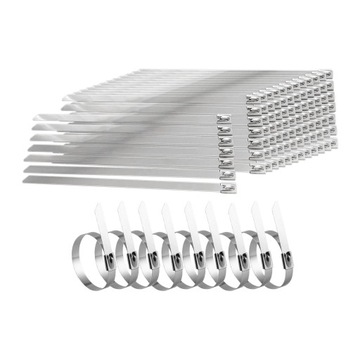 100 sztuk opasek kablowych ze stali nierdzewnej Elementy metalowe wielokrotnego użytku 4,6 mm x 150 mm