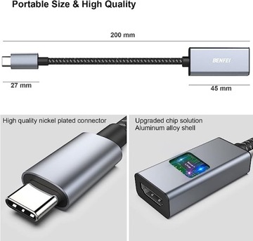 BENFEI ADAPTER USB C NA HDMI 4K SZARY