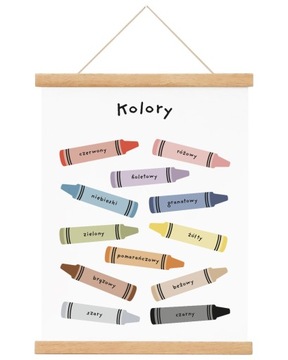 PLAKAT EDUKACYJNY dla dzieci 30x40 KOLORY kredki MONTESSORI