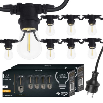 Girlanda LED 230V 10m 10x E27 H05RN-F