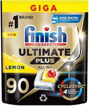 FINISH Kapsułki do zmywarki Ultimate Plus All in 1 Lemon cytrynowe 90 szt.