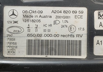 фото thumb №11, Лампа правая передняя перед mercedes glk x204 евро