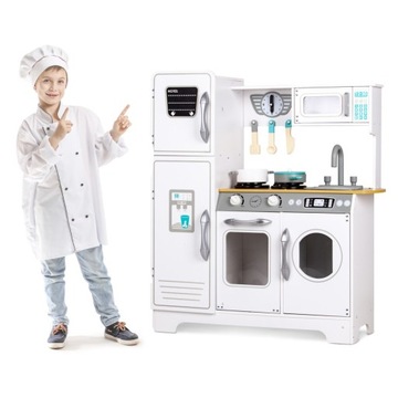 Огромная белая деревянная детская кухня от ECOTOYS.