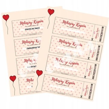 КУПОНЫ LOVE ВАУЧЕРЫ ПОДАРОЧНЫЕ НА ЖЕНСКИЙ ДЕНЬ 40 ШТ.