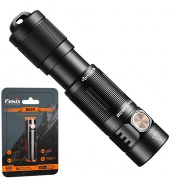 FENIX ЧЕРНЫЙ СВЕТОДИОДНЫЙ ФОНАРЬ E05R для ключей IP68 400лм 64м микро USB