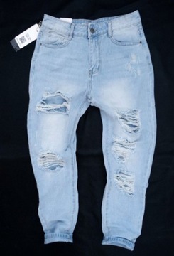 Włoskie jeansy BOYFRIEND dziury BAGGY Italy 36 S