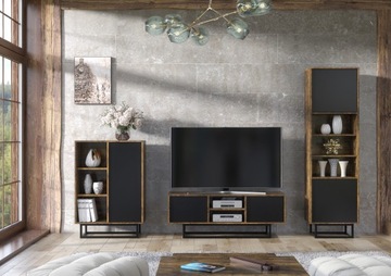 LOFT INDUSTRIAL TV RTV ШКАФ СТОЛИК ЧЕРНЫЙ LFT001