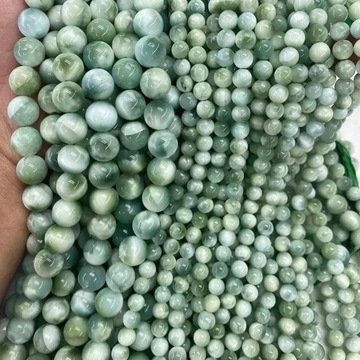6-8-10-12 мм натуральный зеленый камень Ларимар круглые свободные бусины для ювелирных изделий