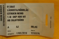 Замок дверь правая  дверь сдвижные peugeot bipper citroen nemo 1359949080 Оригинал, фото thumb