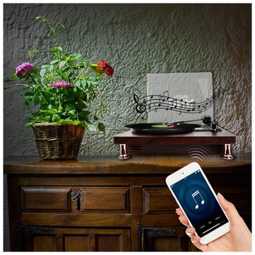 GRAMOFON RETRO Z GŁOŚNIKAMI ODTWARZACZ PŁYT WINYLOWYCH BLUETOOTH AUX RCA