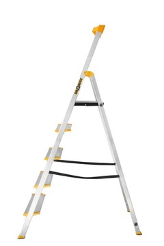 Drabina aluminiowa domowa z PÓŁKĄ 5 STOPNI 50% Szersze DRABEST