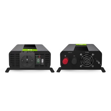 Przetwornica samochodowa PRO GreenCell inwerter 12V 500W 1000W Sinus USB
