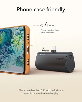 POWERBANK VEGER PlugOn 5000 мАч PD 20 Вт USB C мини небольшой легкий карман