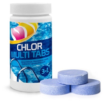 Многофункциональные таблетки Chlorine BLUE Blue GAMIX для бассейна, джакузи, 200г, 1кг.