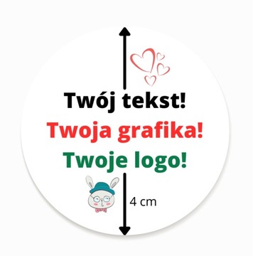 Наклейки ВАШ ТЕКСТ, этикетки ВАШ ЛОГО - 24 шт. - 4 см - реклама
