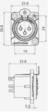 ROXTONE RX3FD-BG GNIAZDO TABLICOWE ŻEŃSKIE XLR