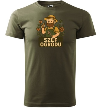 SZEF OGRODU Koszulka męska prezent dla OGRODNIKA ROLNIKA rośliny XL