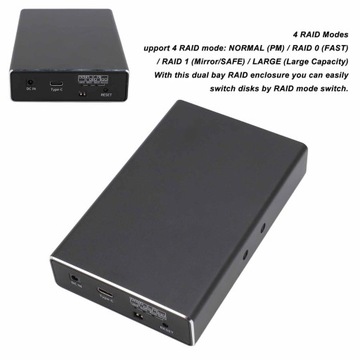 Корпус Raid для внешнего жесткого диска с двумя отсеками, USB C, 10 Гбит/с, 2,5 дюйма