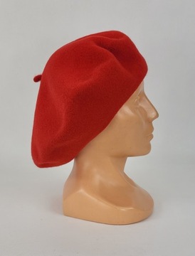 339 BERET FEZKO JASNY CZERWONY MAKOWY rozm. 11,5'' duży
