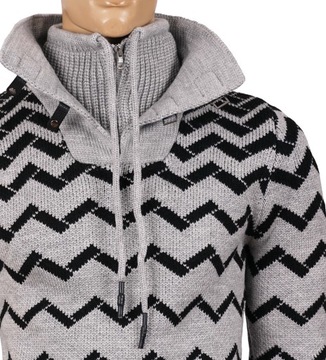 Sweter męski wełniany gruby ciepły golf komin stójka zimowy siwy szary L