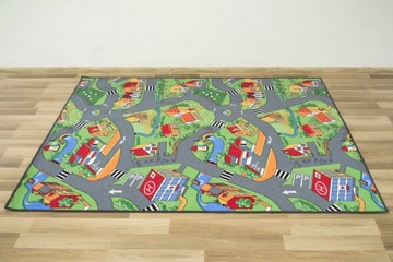 DYWAN LITTLE VILLAGE DLA DZIECKA CHŁOPCA MIASTO DROGA NA FILCU 200x200 cm