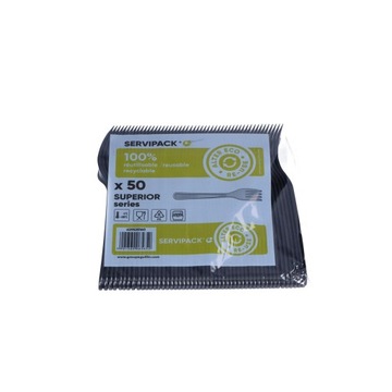 Jednorazowe Widelce plastikowe czarne MOCNE 50szt