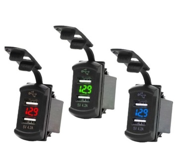 USB 4.2A автомобильное зарядное устройство с зеленым вольтметром