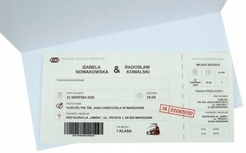 Zaproszenia na ślub wesele BILET KOLEJOWY