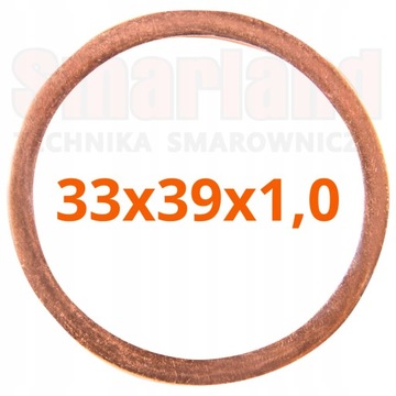 Podkładka, uszczelka miedziana CU - M33 - 33x39x1,0