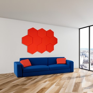 Акустическая звукоизоляционная пена HEXAGON, красная панель, сотовая губка