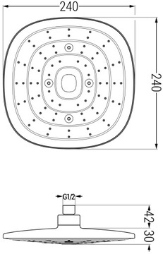 MEXEN D-17 КРУГЛЫЙ ДОЖДЕВОЙ ДУШ 24x24 см ЧЕРНЫЙ