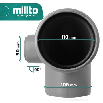 Kolano KANALIZACYJNE 110 mm 90° PCV Redukcyjne Odejście LEWE 50 mm Kolanko