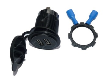 Gniazdo montażowe USB x2 4200mA 12-24V CZERWONE