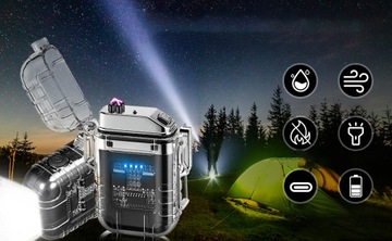 Ładowalny Zapalniczka Elektryczna USB Z Lampką LED Odporna na Wiatr