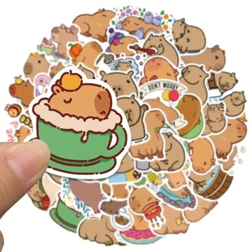 ДЕКОРАТИВНЫЕ НАКЛЕЙКИ MIX CAPYBARA ВОДОНЕПРОНИЦАЕМЫЕ СТИКЕРБОМБЫ HIT 50 шт.