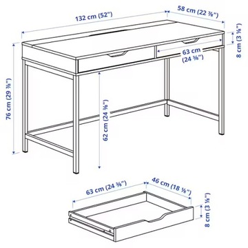 IKEA ALEX Biurko biały 132x58 cm
