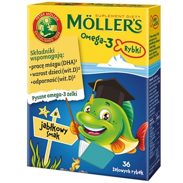 Möller's Омега-3 РЫБНО-ЯБЛОЧНЫЕ ЖЕЛЕЦЫ 36 шт ИММУНИТЕТ для детей Транс вит Д.