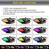 Ford mustang 2018-2023 фара ліхтарі  передні rgb led vland комплект Недорого, фото thumb