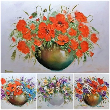 ИОАННА ДОМАГАЛЬСКАЯ КАРТИНА МАСЛОМ НАСТУРЦИЯ ЦВЕТЫ 20X40
